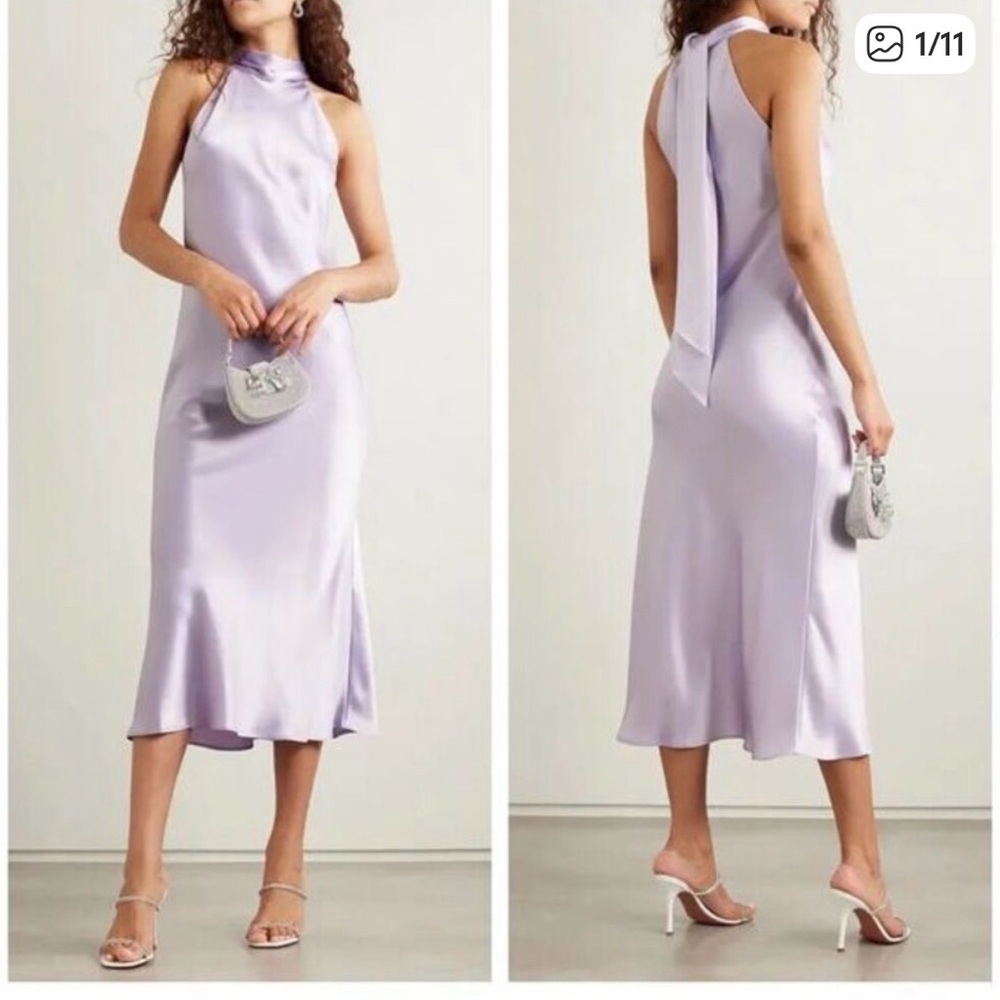 Galvan London Sienna Midi Dress in Lilac Size 10